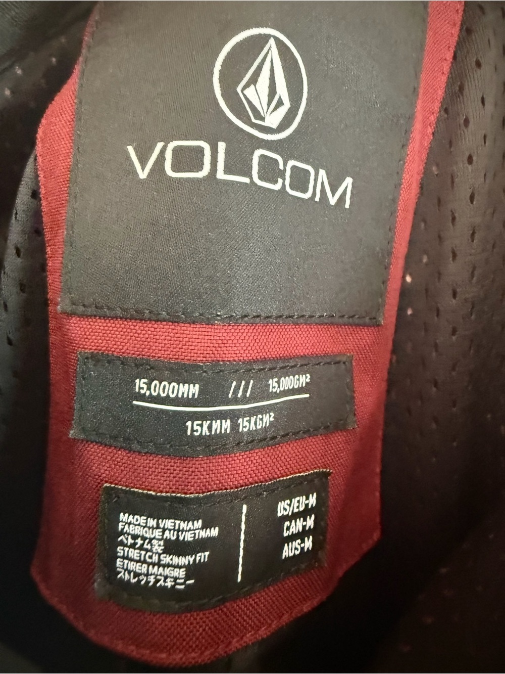 Volcom Womens Stretch Skinny Fit Snow Pants Burgundy 15K Waterproof Medium - Picture 2 of 3